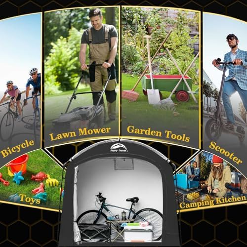 Happy Travel Bike Storage Shed Tent, Waterproof Portable Bicycle Cover Shed