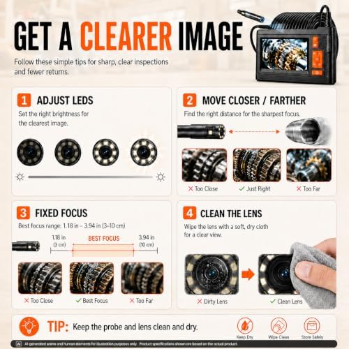 dual lens borescope camera 33ft with 4.3'' hd, side view