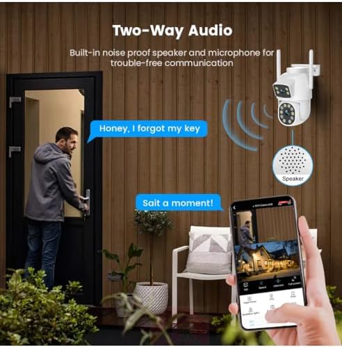 eversecu dual lens linkage 6mp wifi ptz security, front angle view