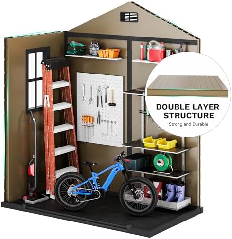 DWVO 6x4 FT Resin Outdoor Storage Shed with Floor, Windows & Vents