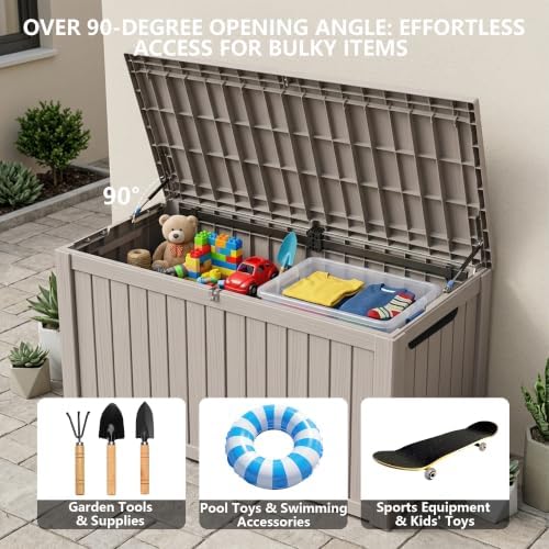 Outdoor Storage Box,180 Gallon Waterproof Deck Box [Upgraded 3.0]
