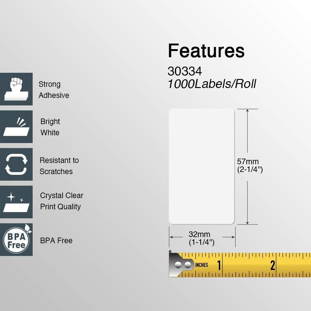 BETCKEY Replace for DYMO 30334 (2-1/4" x 1-1/4") Label [6 Roll/Light Blue]