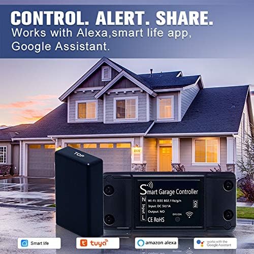 agshome wireless smart wi-fi garage door opener tuya, side view
