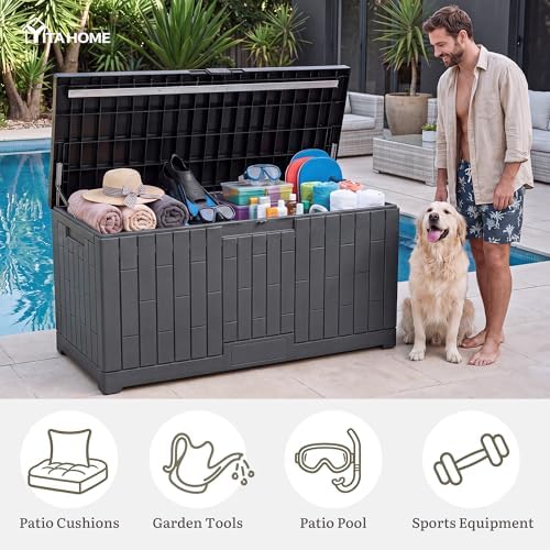 YITAHOME Large Deck Box 120 Gallon Resin Outdoor Storage Box