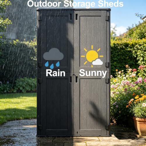 61 Cu.Ft Resin Storage Shed with Metal Shelving Kit & Floor, Black