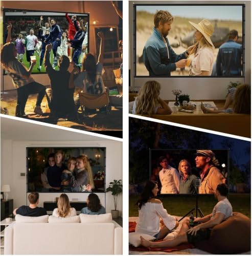 STWUI Outdoor Projector Screen with Stand-100 Inch 16:9 4K HD Portable Projector Screen Outdoor Indoor Front & Rear Projection Screen Lightweight Movie Screen with Carry Bag for Home,Backyard,Camping