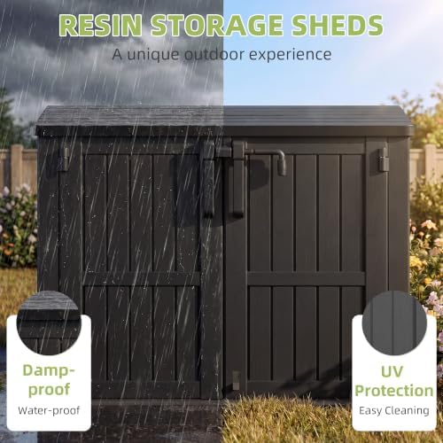 Bifanuo 36 Cu Ft Resin Outdoor Storage Shed, Horizontal Storage Cabinet