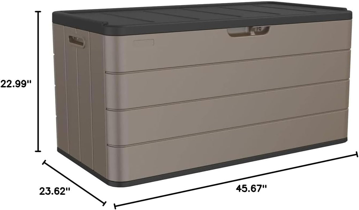 outdoor storage box waterproof, 100 gallon plus lockable, package contents