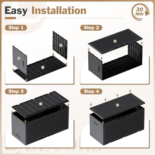 Devoko 100 Gallon Waterproof Deck Box, Resin Large Outdoor Storage Box