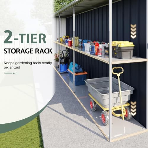 AMERLIFE 8x10x6 FT Outdoor Shed with Storage Shelf for Backyard