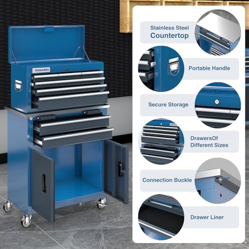 LARBANKE Rolling Tool Chest Combination,5-Drawer & 8-Drawer Tool Chest