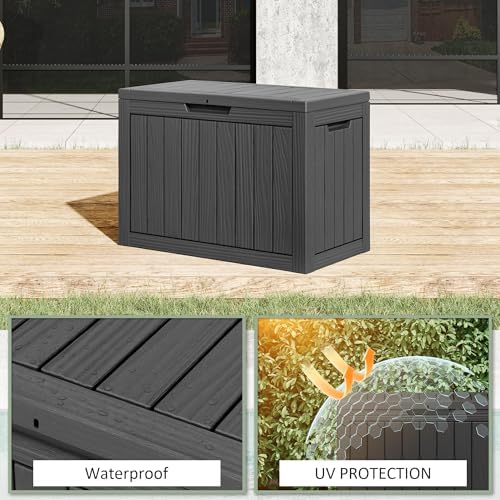 NUNU LAB 45 Gal Deck Box, Outdoor Storage Box Waterproof Lockable,Black