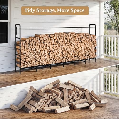 Firewood Rack 8FT Heavy Duty Metal Log Holder Stand for Fireplace