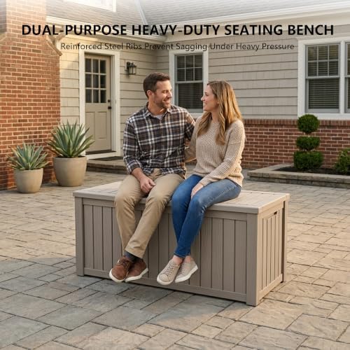 Outdoor Storage Box,180 Gallon Waterproof Deck Box [Upgraded 3.0]