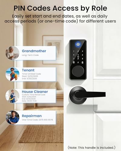 Smart Lock with 2 Handles, Keyless Entry Door Lock, Fingerprint Door Lock