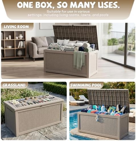 EasyUp 350 Gallon Deck Box Outdoor Storage Box, Grey