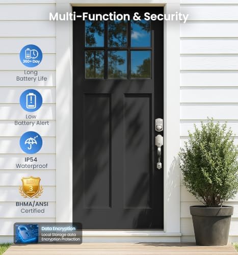 Veise KS02A Fingerprint Door Lock, Keypad Deadbolt, Satin Nickel
