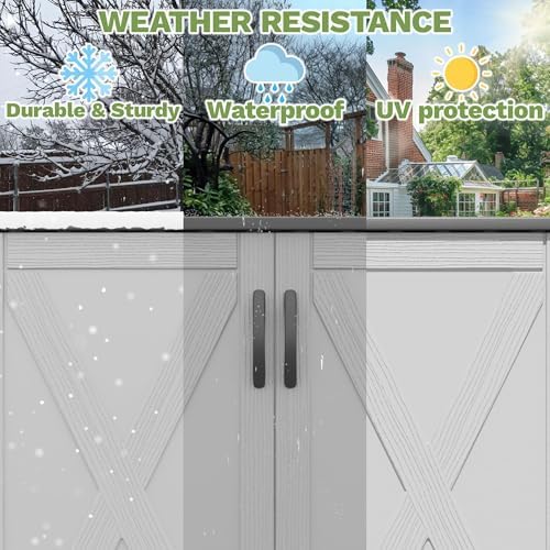 Devoko 50 Cu Ft Plastic Outdoor Storage Cabinet, White