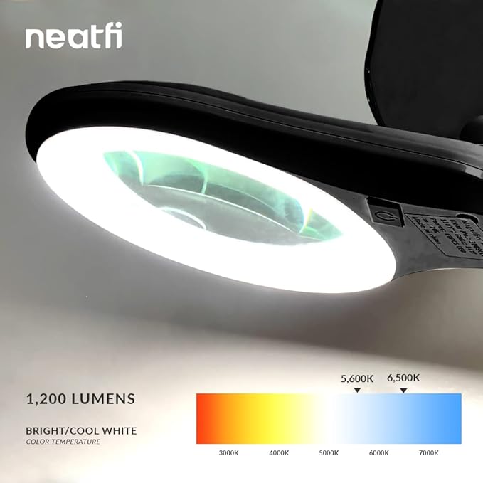 Neatfi LED Magnifying Floor Lamp – 1, 200 Lumens, 5” Bifocal Lens
