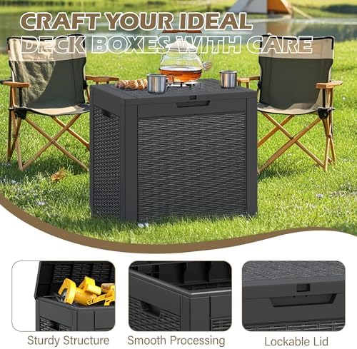 Outdoor Storage Waterproof Deck Box for Patio (31 Gallon, Black)