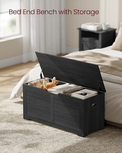 VASAGLE Storage Chest, 39.4 Inches Width Bench with 2 Safety Hinges