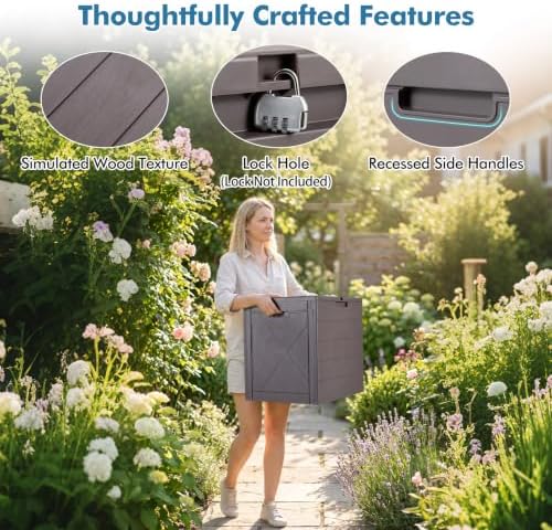 Tangkula 25 Gallon Outdoor Storage Box with Lockable Lid