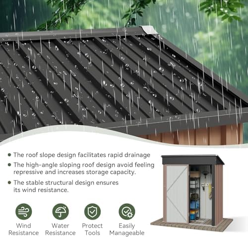 Aoxun 5'x2.9' Shed Outdoor Storage Shed Brown