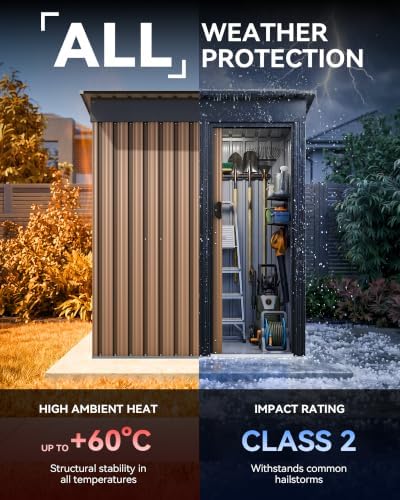 5x3 FT Metal Outdoor Storage Shed with Sliding Doors & Lock