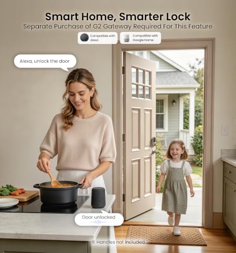 Veise RZ07 Fingerprint Smart Door Lock Deadbolt, App Control, Satin Nickel