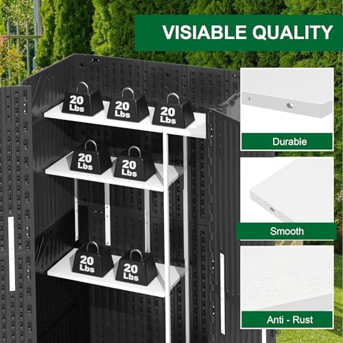 61 Cu.Ft Resin Storage Shed with Metal Shelving Kit & Floor, Black