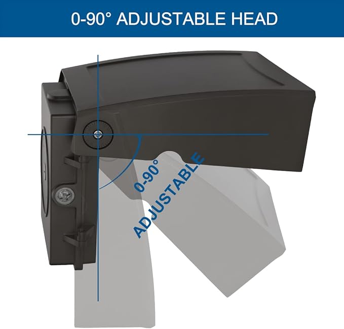 DAKASON 60W LED Wall Pack, Dusk-to-Dawn Photocell, Adjustable Head, Full (2 Pack)