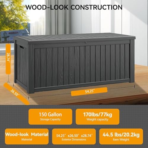 180 Gallon Outdoor Storage Box Waterproof Deck Box Patio Storage
