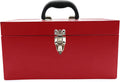 16" Portable Metal Toolbox Large Tool Box 18-Gauge Fishing Tackle Box Stee Tool Box Drawer Organizer With Metal Latch and Handle Red