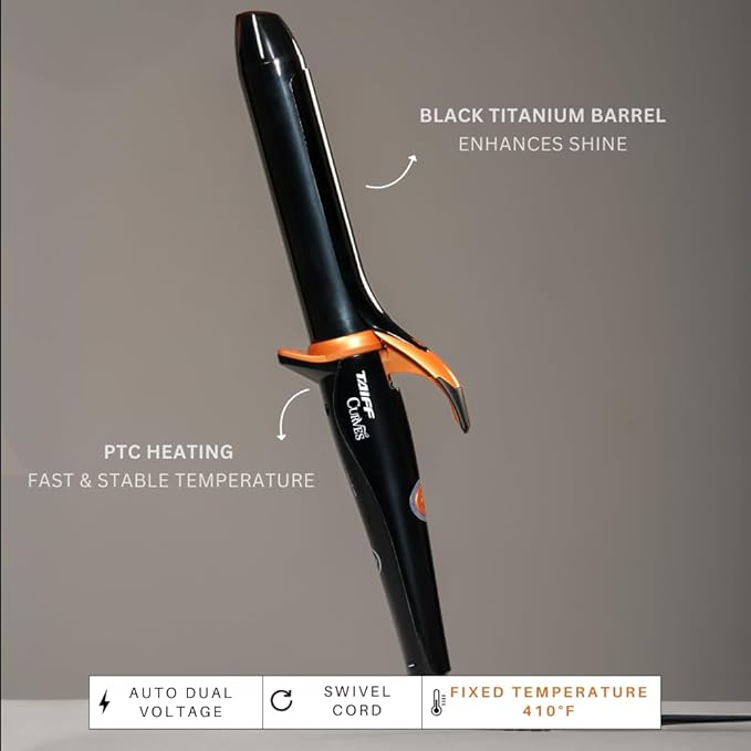 TAIFF Curves Professional Black Titanium Curling Iron – High-Performance Hair