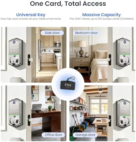 Veise VE017G WiFi Smart Keyless Entry Lock for Front Door, Satin Nickel