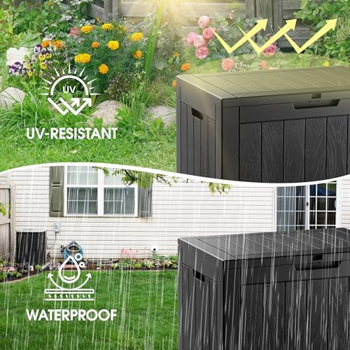 KAMABOKO Outdoor Storage Box, 35 Gallon Deck Box Outdoor Waterproof Small