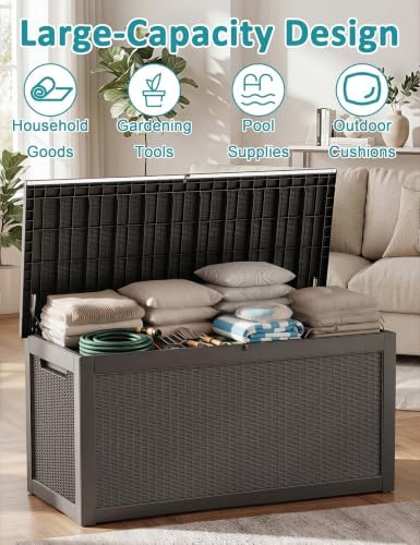 360 Gallon Outdoor Storage Box,Waterproof Patio Organizer, Black