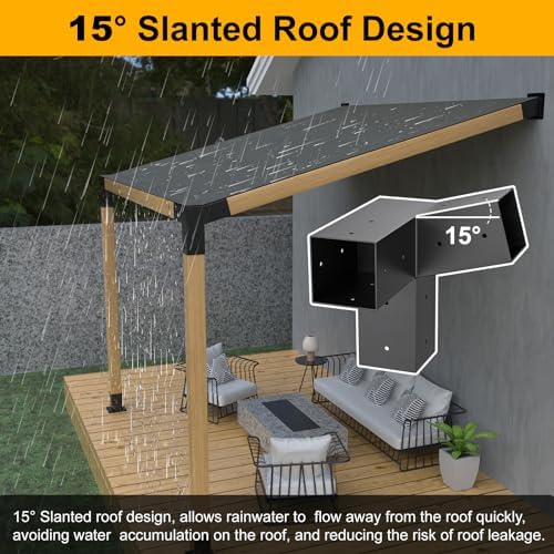 15°Slanted Roof Wall Mount 4x4 6pcs Pergola Bracket Kit