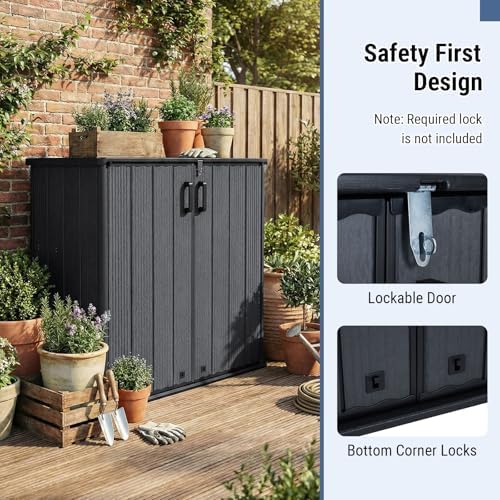 Tangkula 23.5 Cu.ft Outdoor Storage Shed with Lockable Door