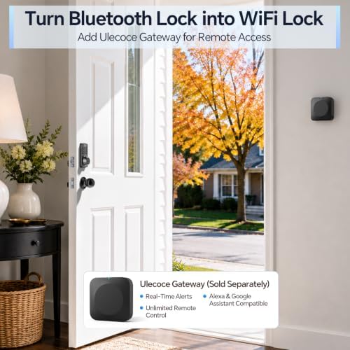 Ulecoce U68 Fingerprint Keypad Deadbolt with Knob Set, Matte Black