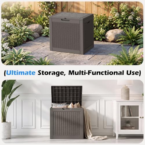 Outdoor Storage Box Waterproof, 31 Gallon Deck Box for Patio Storage
