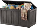 Outdoor Storage Box, 360 Gallon Waterproof Resin Deck Box with Support Rod