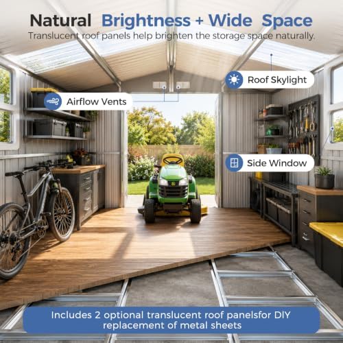 K Knowbody 10x15.5 FT Metal Storage Shed with Canopy，20-Gauge Frame