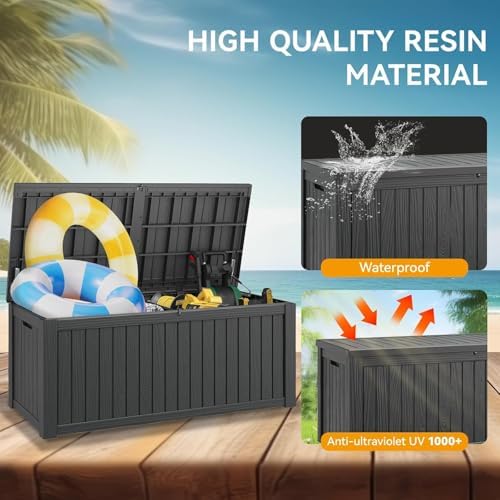 180 Gallon Outdoor Storage Box Waterproof Deck Box Patio Storage