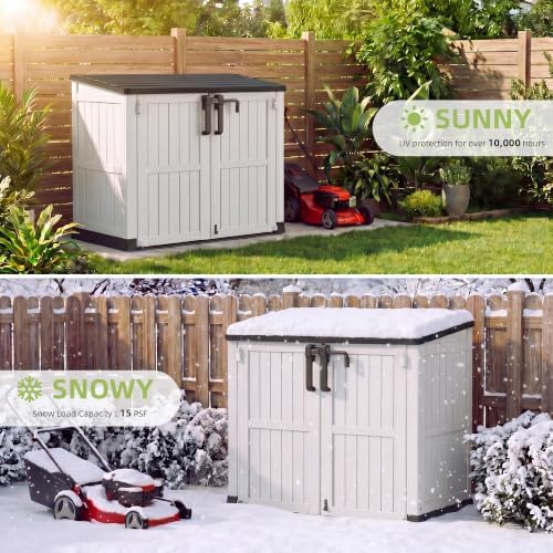 Bifanuo 36 Cu Ft Resin Outdoor Storage Shed, Horizontal Storage Cabinet