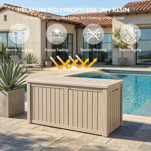 Outdoor Storage Box,180 Gallon Waterproof Deck Box [Upgraded 3.0]