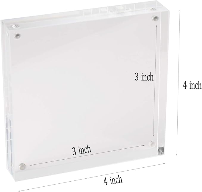Meetu Acrylic 4x4 Picture Frame Clear Two Sided Desk Photo Frame Magnetic Frame (5 Pack)