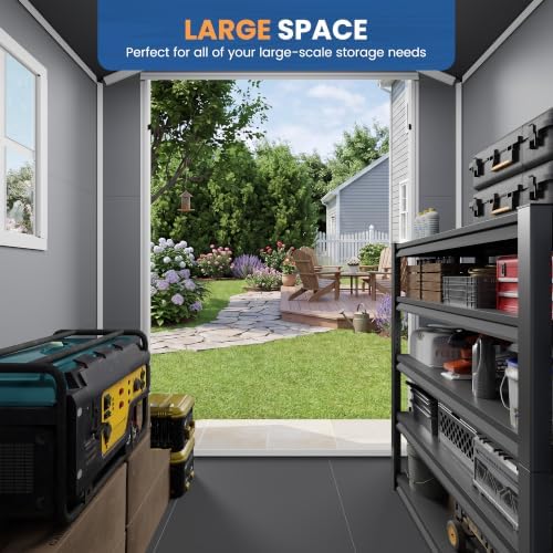 Amopatio 6x4 FT Outdoor Storage Shed with Floor, Grey & White