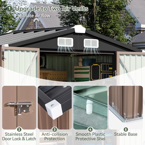 Aoxun 6'x4' Outdoor Storage Shed with Base, Brown