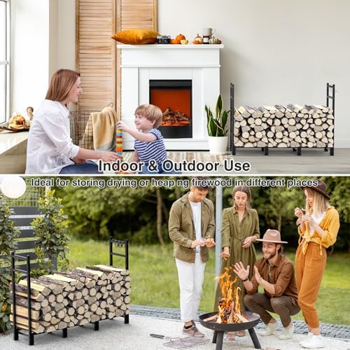Firewood Rack Outdoor, 44.7" x 9.8" x 31.5", Black